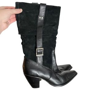 Harley Davidson Bianca Black Suede Leather Boot Womens 5.5  with Buckle